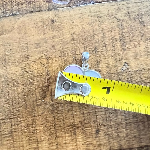 Cute Heart Silver Charm Pink White Color Block - Picture 5 of 8